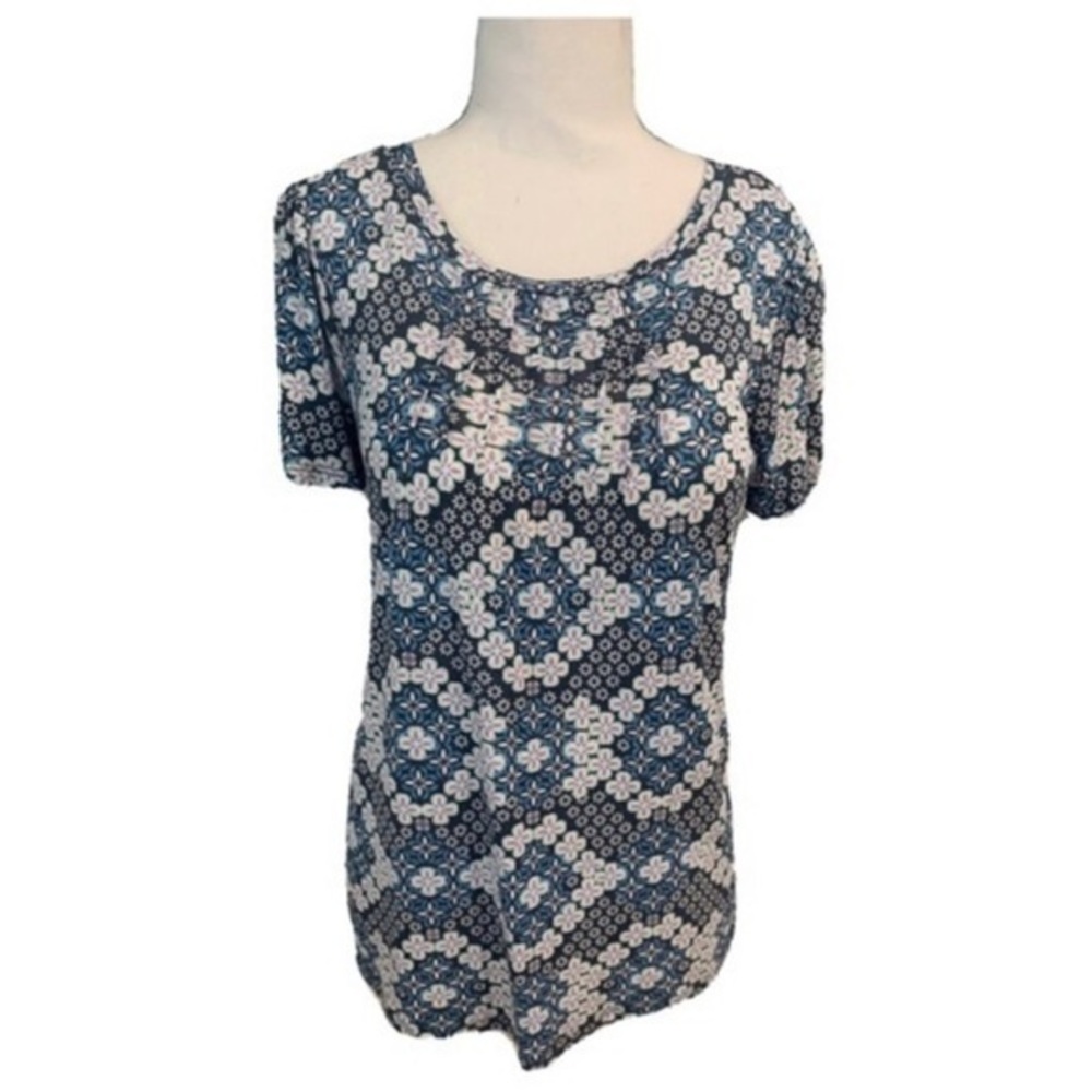 LOFT Blue and White Short Sleeve Tee